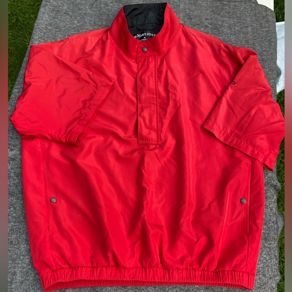 FootJoy DryJoys Tour Collection Golf Jacket Short Sleeve Red Men’s Sz La…